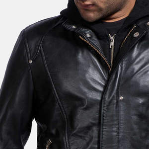 Nueva Llegada 2026 Chaqueta de Cuero Personalizada para Hombre, Chaqueta de Motociclista de Cuero de Oveja Original con Cuello Alto y Logotipo Frontal - Product Image 2