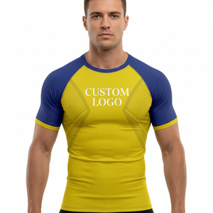 Men's <b>Custom</b> Baselayer Short Sleeve <b>Compression</b> Gym Rash Guard Breathable Nylon <b>Shirt</b> with Sun Protection Sublimated MMA <b>Design</b> - Product Image 4