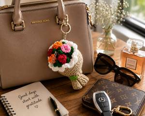Unique Design <b>Cute</b> Crochet Flower Keychain Handmade Cotton Yarn <b>Purse</b> Charm Fashion Bag Decoration Gift Item Available for Sale - Product Image 4