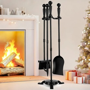 Pelle à cendres en acier inoxydable avec long manche bleu, pelle de nettoyage en métal durable pour foyer et feu de camp - Product Image 6