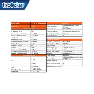 จอภาพ LED แบบ Open Frame ขนาด 21.5 นิ้ว ไม่มีหน้าจอสัมผัส สำหรับวิดีโอเกม รองรับภาษาอังกฤษ - Product Image 3