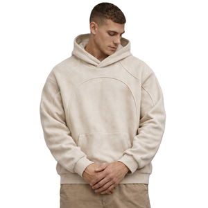 Sweat à capuche double couche en coton épais pour homme, coupe oversize avec panneaux structurés, streetwear personnalisé, vente en gros - Product Image 1