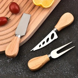Stainless Steel Cheese Knife Set With <b>Wood</b> Handle Minimalist Design Durable Flatware Serving Utensils For Party - Product Image 1