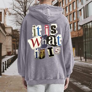 Sudaderas con Capucha Estilo Acid Wash para Hombre, 100% Algodón, Diseño Gráfico Vintage, Estilo Urbano Holgado, Sudadera con Capucha, Hip-Hop, Gótico, Unisex - Product Image 3