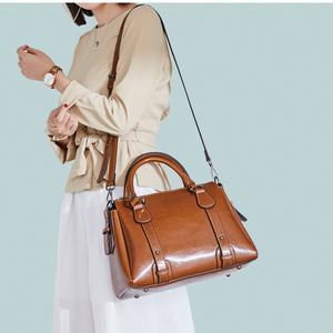 Bolsos de Mano de Cuero Genuino para Mujer, Bolso de Hombro con Cremallera, Bolso de Cuero Vacuno Real con Asa Superior para Damas - Product Image 5