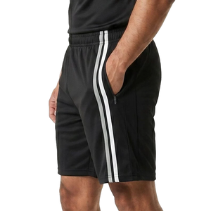 Shorts décontractés pour hommes avec logo personnalisé, 100% polyester, double rayures, respirants, taille élastique, pour l'entraînement, la course à pied et la salle de sport - Product Image 2