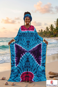 Printed <b>Kaftan</b> Dress Women Loose Fit Beach Wear Lightweight Comfortable <b>Summer</b> Style Custom Bulk Manufacturing Supply - Product Image 2