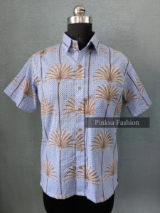 Chemise à manches courtes pour homme, imprimé palmiers, boutonnée, tricotée, décontractée, polo de golf, OEM personnalisé - Product Image 2