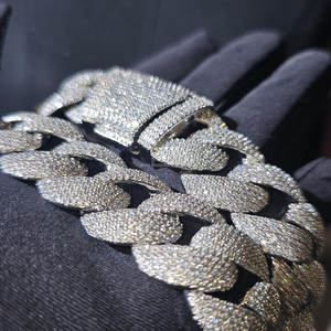 Chaîne cubaine de luxe haut de gamme en argent sterling 925 plaqué or, avec diamants VVS blancs certifiés de laboratoire, style hip-hop, cadeau de mariage - Product Image 3