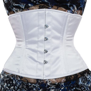 Women <b>White</b> Satin Waist Cincher Firm Control Shapewear Hook-and-Eye Design Breathable Daily Use <b>Corset</b> Style - Product Image 6