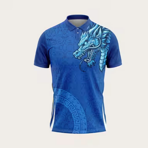 Custom Men's Sublimation Printed Stylist Jersey Polo <b>Shirt</b> Short Sleeve Turn-down Collar <b>Geometric</b> Pattern 100% Polyester. - Product Image 3