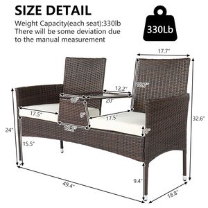 Sofá de Jardín Desmontable de Ratán con Estructura de Hierro Marrón Degradado de 131*61*83cm para Amantes del Ratán - Product Image 4