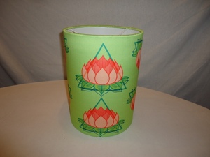 Abat-jour en papier cylindrique, motif floral vert, style classique écologique pour lampes de table/bureau avec douilles E27, structure en fer et fil métallique - Product Image 4