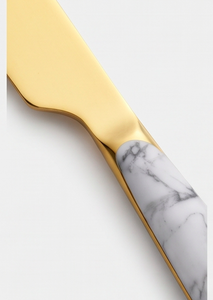 Ensemble de couverts en acier inoxydable design marbre, tête dorée, écologique, pour la salle à manger et la cuisine - Product Image 2