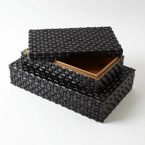 Handcrafted Black Bone Inlay Decorative <b>Storage</b> Box with Woven Basket Pattern Luxury Jewelry Organizer Keepsake Box for Home - Product Image 3