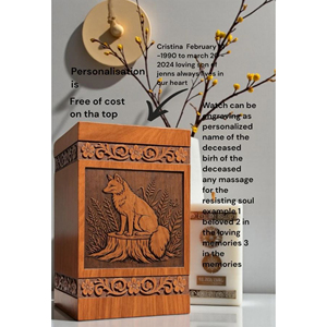 Woodland Fox Cremation Urn | Personalized Rosewood <b>Memorial</b> <b>Keepsake</b> <b>Memorial</b> <b>Keepsake</b> by AYAANS - Product Image 3