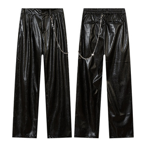 <b>Men</b> Classic Black Leather Pants Low Waist PU Stretch Trousers with Pocket Man Customized Leather Pants OEM 2026 custom - Product Image 6