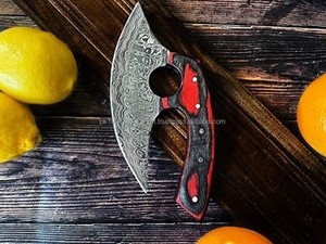Cuchillo para Pizza de Acero de Damasco de Grado Industrial Hecho a Mano, con Mango de Madera y Funda de Cuero, Garantía de 3 Años, Personalizable - Product Image 4