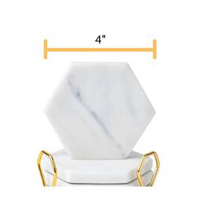 Sous-verres hexagonaux en marbre avec support en métal doré, napperons modernes antidérapants pour la décoration de la maison - Product Image 2