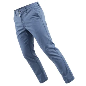 Men's Blue Cotton Pants Regular Fit Full Length Breathable Stonewashed Elastic Waist Casual <b>Summer</b> <b>Trousers</b> - Product Image 5