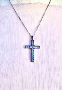 Pendentif Croix en Moissanite Ronde Brillante en Argent Sterling 925, Sertissage Canal, Bijou Fin Religieux, Breloque Cadeau - Product Image 6