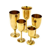Verre à vin en laiton authentique de 6 pouces, fabriqué à la main, luxueux, élégant, solide, fabriqué en Thaïlande par une usine avec plus de 50 ans d'expérience, pour servir du vin, des cocktails et des boissons spéciales