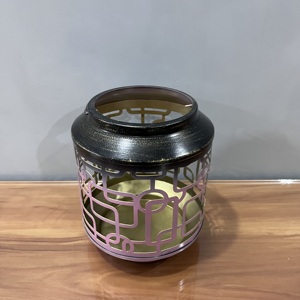 Iron <b>Lantern</b> Candle Holder Pink <b>Black</b> Geometric Design Home Decoration - Product Image 3