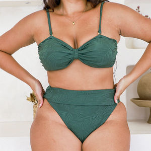 Burkinis sans bretelles 2 pièces pour femmes et jeunes filles, meilleure qualité, avec logo personnalisé sur le devant, maillot de bain bicolore à coupe haute, vente en gros - Product Image 6