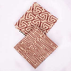 Ensemble de 2 bandanas en coton imprimés à la main, style Bagru indien, bohème, écologique, respirant, utilisable en toutes saisons, pour la tête et le cou - Product Image 4