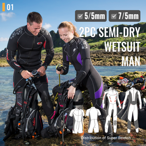 Combinaison de plongée semi-sèche professionnelle 2 pièces pour femme - Épaisseur 5/5mm ou 7/5mm avec veste intégrée, équipement de plongée de qualité supérieure, fabrication OEM/ODM - Product Image 2
