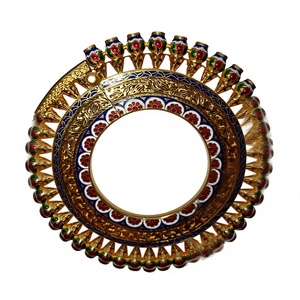 กำไลข้อมือทองคำแท้ 22K ประดับมีนาคารี งานฝีมือแบบดั้งเดิมของอินเดีย เครื่องประดับเจ้าสาวเคลือบลายดอกไม้ กำไลแต่งงานสำหรับเธอ - Product Image 1