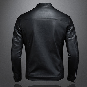 Servicio OEM, Chaqueta de Cuero Genuino para Hombre con Cuello Alto, Logotipo Frontal, Transpirable, Impermeable, Informal, de Invierno, para Exteriores, de Tela de Lona - Product Image 2