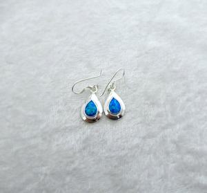 Blue <b>Opal</b> <b>Earrings</b> Sterling Silver Sparkly Flash <b>Opal</b> <b>Earrings</b> October Birthstone Jewelry Elegant Gift For Her - Product Image 3