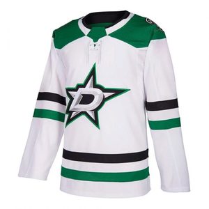 Jersey de Hockey sobre Hielo Blanco Unisex D Stars, Manga Larga, Logotipo Bordado, Cuello Redondo, Corte Regular, 100% Poliéster, Secado Rápido, Transpirable - Product Image 1