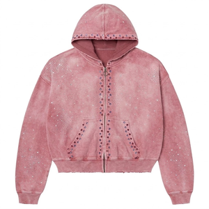 เสื้อฮู้ดดี้คริสตัลประดับเพชรเม็ดใหญ่ ทรงโอเวอร์ไซส์ ผ้าฝ้ายฟลีซ 100% ระบายอากาศได้ดี สไตล์สตรีทแวร์ สำหรับผู้ชายและผู้หญิง แฟชั่นลำลอง - Product Image 3