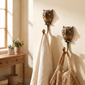 Gancho de Pared de Latón Antiguo con Forma de Búho, Perchero Metálico Vintage con Forma de Pájaro, Gancho Decorativo Rústico para Baño, Cocina, Dormitorio - Product Image 4