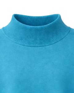 Sudadera Oversize de Forro Polar Azul Cielo para Mujer con Cuello Alto y Bordado Floral, Suéter Casual de Invierno de Algodón y Poliéster Cálido - Product Image 5