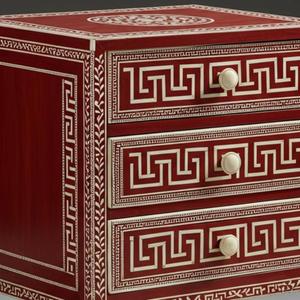 Mesa de Cajones con Incrustaciones de Hueso de ILAHI, Diseño Moderno con Detalles de Ágata, Almacenamiento de Tres Niveles, Mueble Portátil para el Hogar - Product Image 2