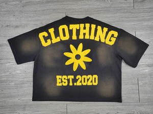 เสื้อยืดวินเทจผู้ชายผ้าโพลีเอสเตอร์ 100% ขายดี ทรงโอเวอร์ไซส์ คอตั้ง ปักลายแบบดิสเทรส ล้างสีแบบแอซิดวอช รับผลิตแบบ ODM - Product Image 3