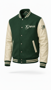 Chaqueta estilo americano original con mangas de cuero y letras de chenilla, estilo urbano viral, tipo Letterman profesional. - Product Image 2