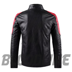 Men's Black White PU Leather Moto Biker <b>Jacket</b> <b>Slim</b> <b>Fit</b> Stand Collar Zipper Closure Autumn Wear - Product Image 5