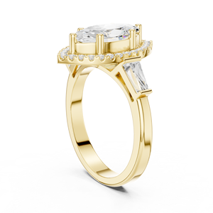 Anillo de Lujo de Oro Amarillo de 14K con Diamante Cultivado en Laboratorio Certificado por IGI de 2 CT, Corte Marquesa y Corte Baguette Lateral, para Aniversario, Boda o Compromiso - Product Image 3