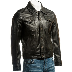 Vestes en cuir décontractées pour hommes, nouvelle collection, prix abordable, col montant, fermeture éclair sur le devant, couleurs personnalisables, imperméables, couleur unie - Product Image 1