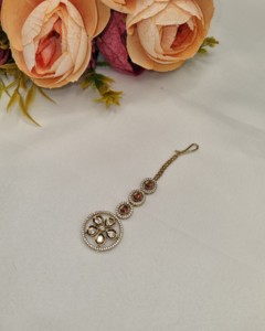 Round Floral Forehead Headpiece l Kundan Maang <b>Tikka</b> Wholesale Micro Pave Stone Studded tika Forehead Headpiece Bridal <b>Jewellery</b> - Product Image 5