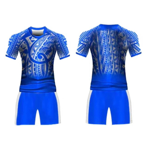 Ensemble d'uniformes de rugby personnalisés pour adultes, respirant, 100 % polyester, maillot de rugby à manches courtes et short, service OEM, vêtements d'équipe - Product Image 5