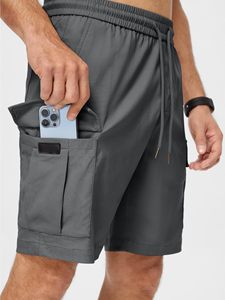 Comfortable Fit Men's Solid Casual Shorts Gym Running Breathable Lightweight Canvas Fabric Drawstring Closure 100% Polyester - Product Image 2