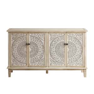 Aparador Tallado con 4 Puertas, Mueble de Almacenamiento con Acabado Desgastado, Consola Buffet para Comedor o Entrada - Product Image 3