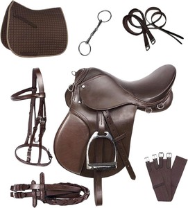 Selle de dressage pour cheval en cuir véritable de qualité supérieure |   Selle d'équitation anglaise |   Siège Softy avec quincaillerie nickelée |   Personnalisé - Product Image 2
