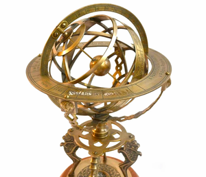 Globe terrestre antique en laiton avec base armillaire et boussole, décoration d'intérieur - Product Image 5