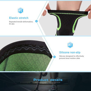 Genouillère noire avec surpiqûres vertes, soutien élastique de compression pour hommes, entraînement en salle de sport - Product Image 5